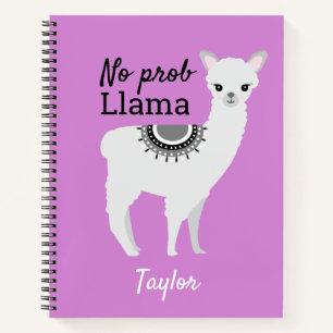 No ProbLlama Personalisiert Niedlich Llama Lila Notizbuch