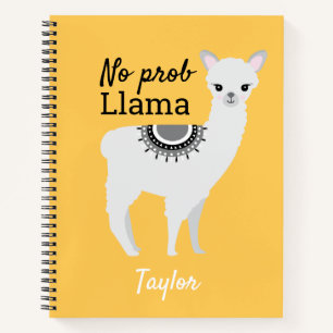 No ProbLlama Personalisiert Niedlich Llama Yellow Notizbuch
