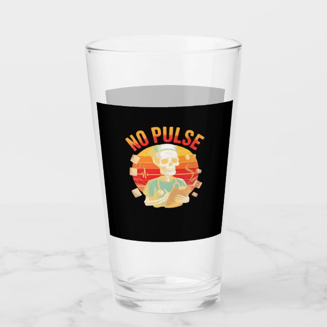 No Pulse Skeleton Nurse Funny Medical Halloween Pa Glas (Vorderseite)