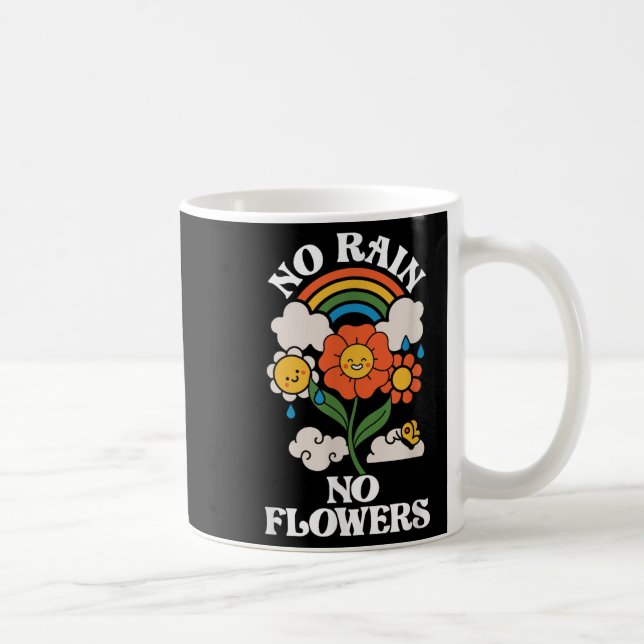 No Rain No Flowers _ Rainbow Nature _ Motivation  Kaffeetasse (Rechts)
