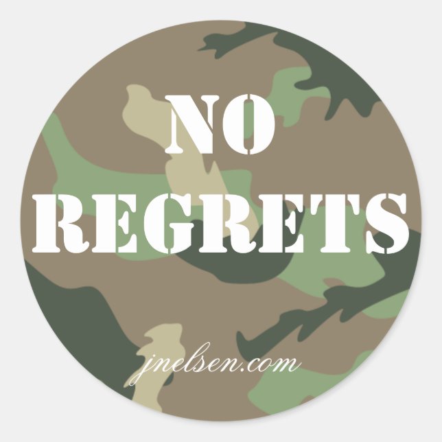 No Regrets Camouflage Sticker jnelsen.com (Vorderseite)