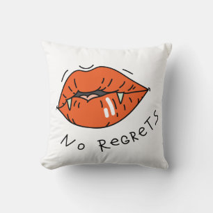 No Regrets Red Lips Valentine Kissen
