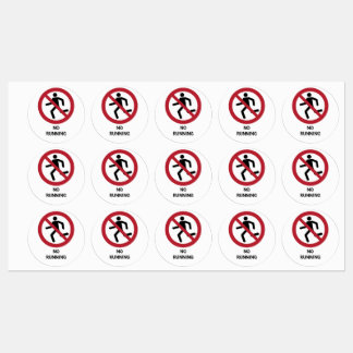 No Running, Prohibition Sign Etiketten