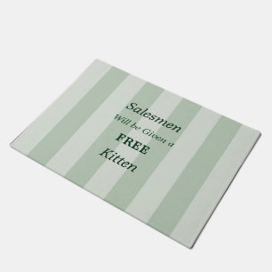 No Salesmen Free Kitten Funny Pale Green Fußmatte