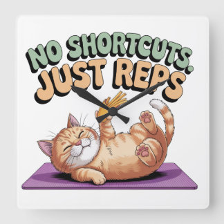 No Shortcuts. Just Reps Quadratische Wanduhr