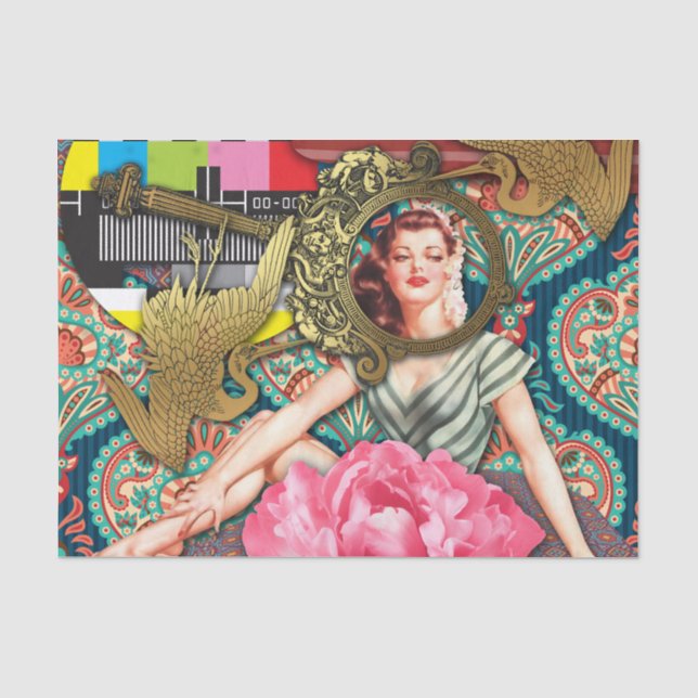 No-Signal - Cheeky Lady Digital Collage Seidenpapier (Vorderseite)