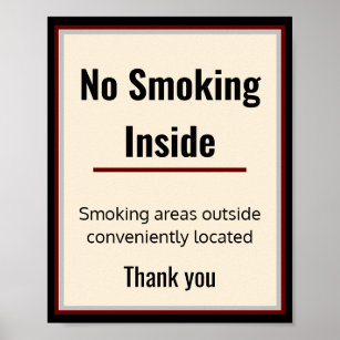 No Smoking Sign Poster 3 Custom Text Areas