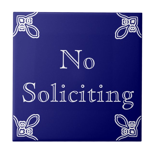 No Soliciting - Spanisch Weiß auf blau Fliese (Vorderseite)