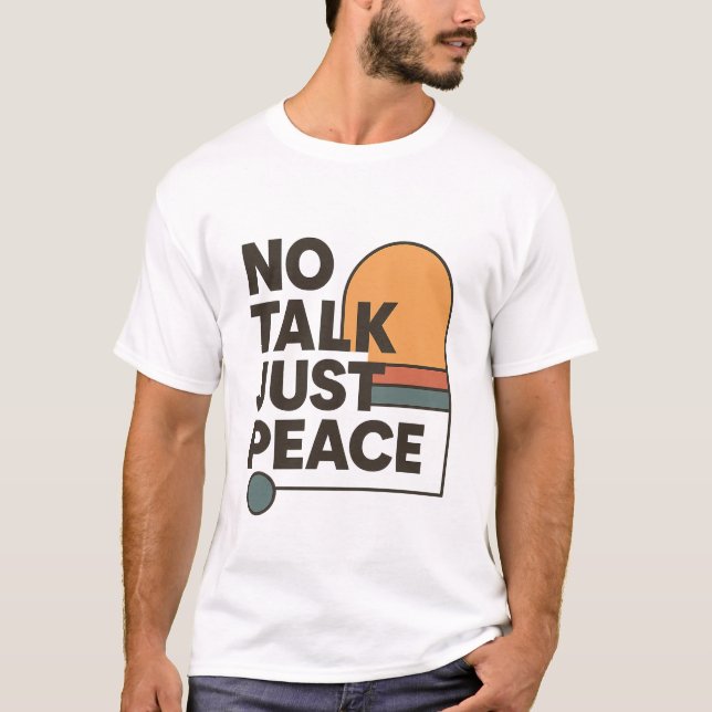 No Talk Just Peace | Retro 70s Aesthetic Introvert T-Shirt (Vorderseite)