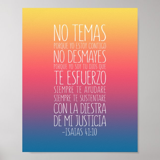 No Temas, Porque Yo Estoy Contigo, Isaías 41:10 Poster (Vorne)