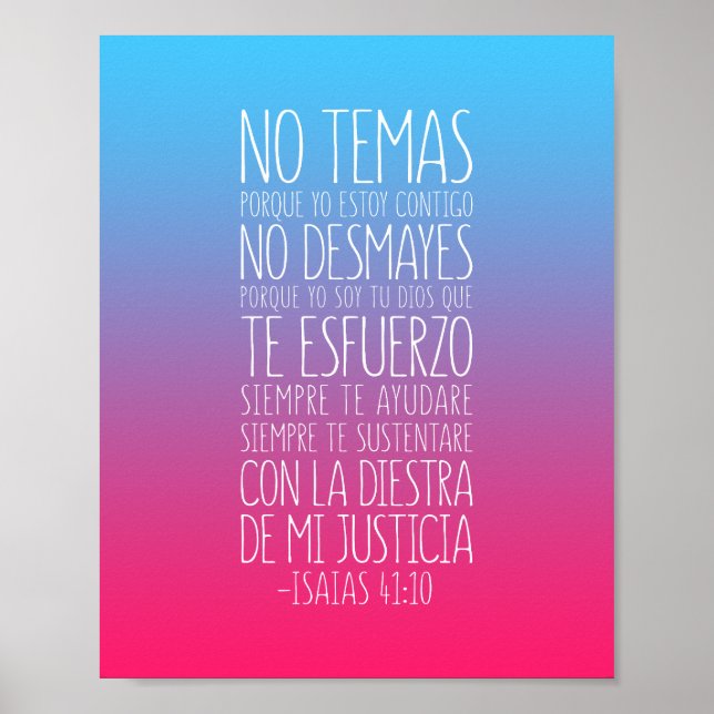 No Temas, Porque Yo Estoy Contigo, Isaías 41:10 Poster (Vorne)