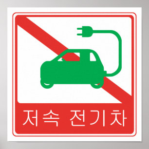 NO Thorfare for NEVs Korean Traffic Sign Poster