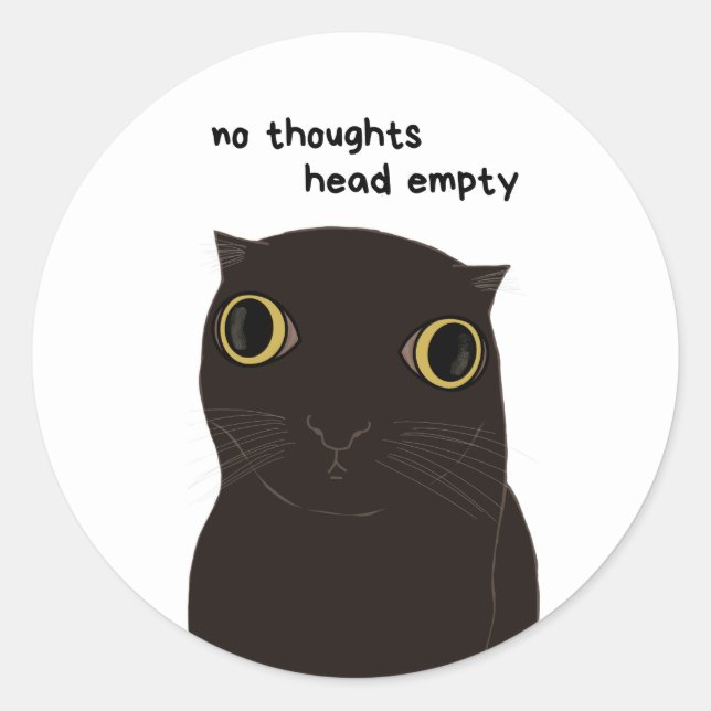 No Thoughts - Drôle Black Cat Sticker (Devant)