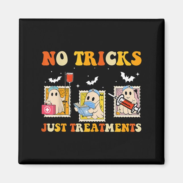 No Tricks Just S Funny Halloween Ghost Nursing  Magnet (Vorne)