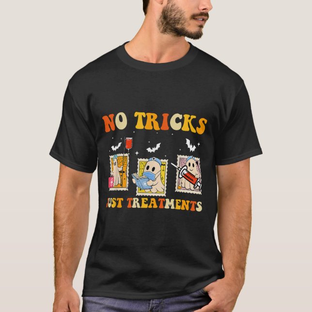 No Tricks Just S Funny Halloween Ghost Nursing  T-Shirt (Vorderseite)