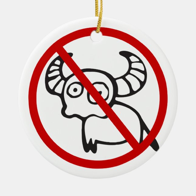 NO Water Buffalo ⚠ Funny Asian Thai ⚠ Keramik Ornament (Vorne)