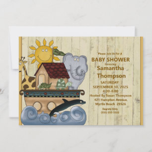 Noachs Arche Holz Baby Shower Einladung
