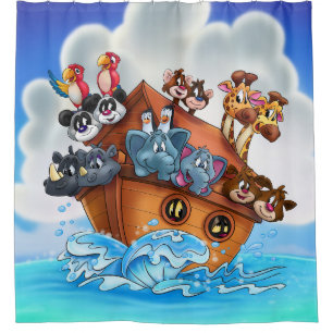 Noah Ark rideau de douche caricaturale