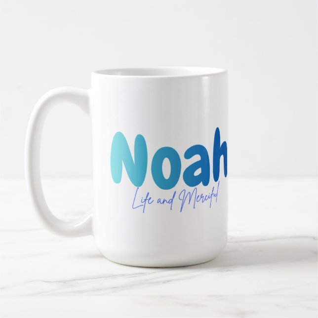 Noah Name Geschenk - Leben und Barmherzig - Person Kaffeetasse (Links)