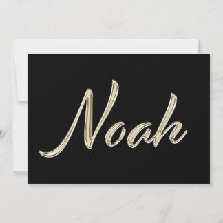 Noah Name white gold Handwriting Karte