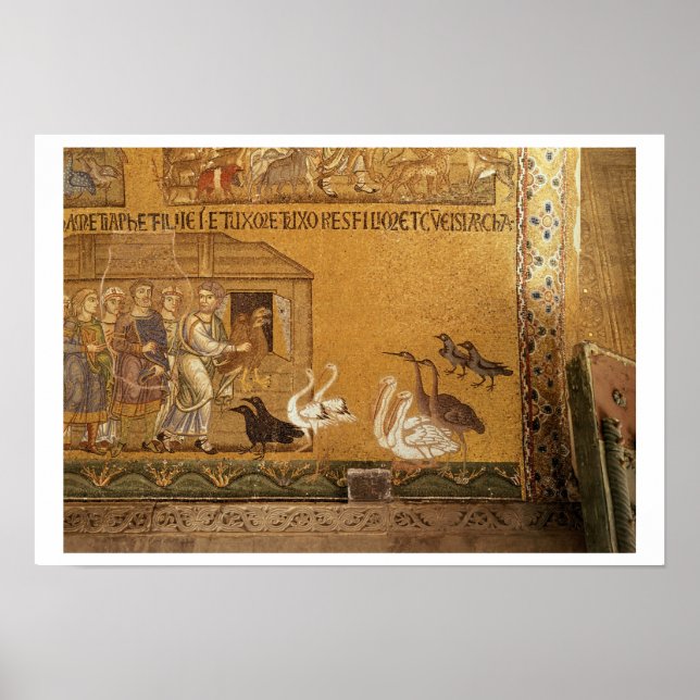 Noah nimmt die Tiere in die Arche, Mosaik in der Poster (Vorne)