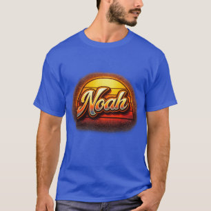 Noah Retro-Sonnenuntergang Personalisiertes Namens T-Shirt