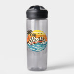Noah Retro Sunset Name Design Trinkflasche<br><div class="desc">Retro sunset style design featuring the name Noah with vintage palm trees,  ocean waves,  and birds. Perfect personalized gift idea for anyone named Noah with a classic retro beach sunset aesthetic.</div>