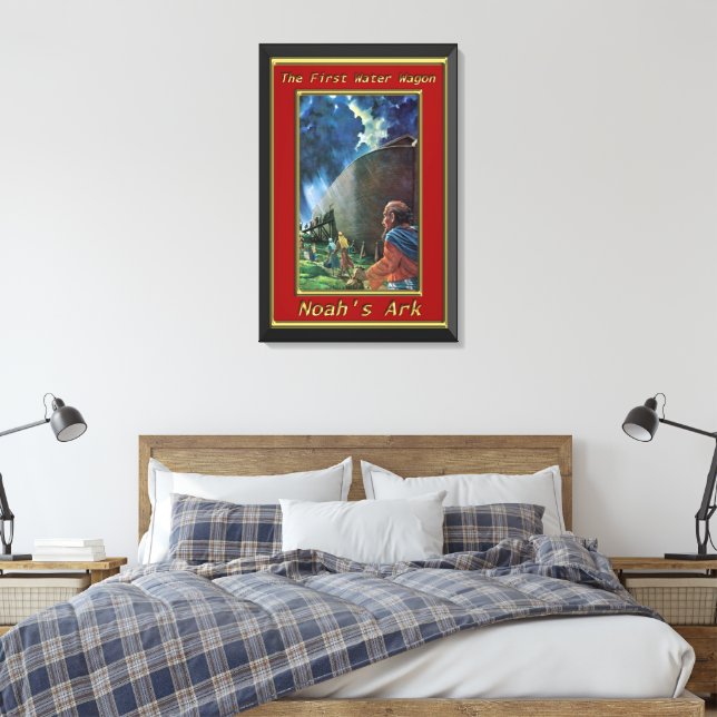 Noah`s Ark Humans gehen auf dem roten Schiffsrahme Leinwanddruck (Insitu (Schlafzimmer))