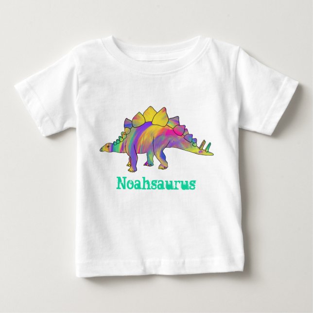 Noah saurus Colorful Stegosaurus Dinosaurier Art Baby T-shirt (Vorderseite)