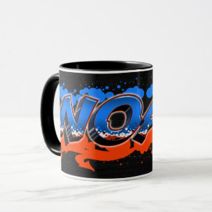 Noah Vorname Name Graffiti blue orange Tasse
