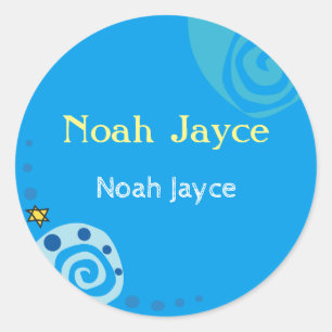 NOAH WAVES Bar Bat Mitzvah Einladung Runder Aufkleber