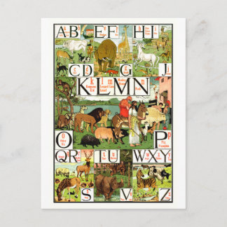 Noahs ABC-Alphabet-Diagramm auf englisch für Postkarte