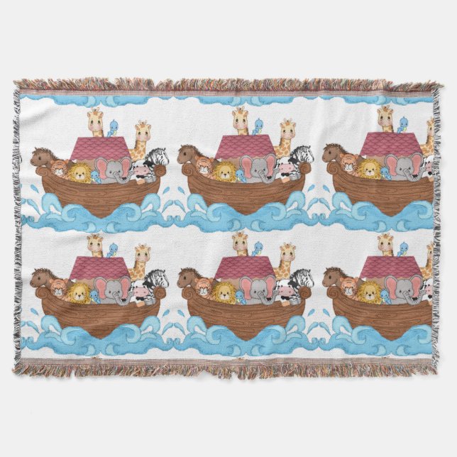 Noahs Arche-Baby-Kinderzimmer-Krippethrow-Decke Decke (Vorderseite)