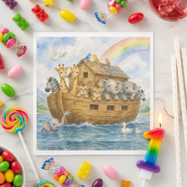Noahs Arche Baby-Tiere Wasserfarben Partynapkins Serviette
