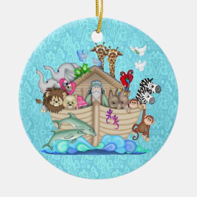 NOAHS ARCHE-ERSTE WEIHNACHTSverzierung Keramik Ornament (Vorne)