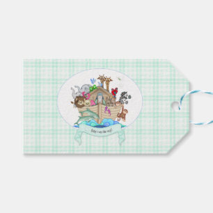 Noahs Arche-Minzen-Grün-Gingham danken Ihnen Geschenkanhänger