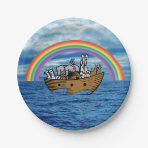 Noahs Arche u. Regenbogen Pappteller