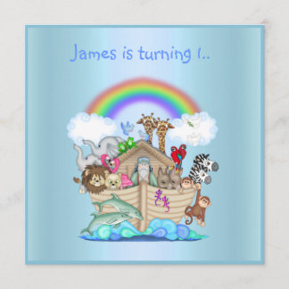 Noahs ark animal Einladung BLUE 2