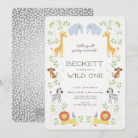 Noah's Ark Animals Anniversaire Bleu Invitation