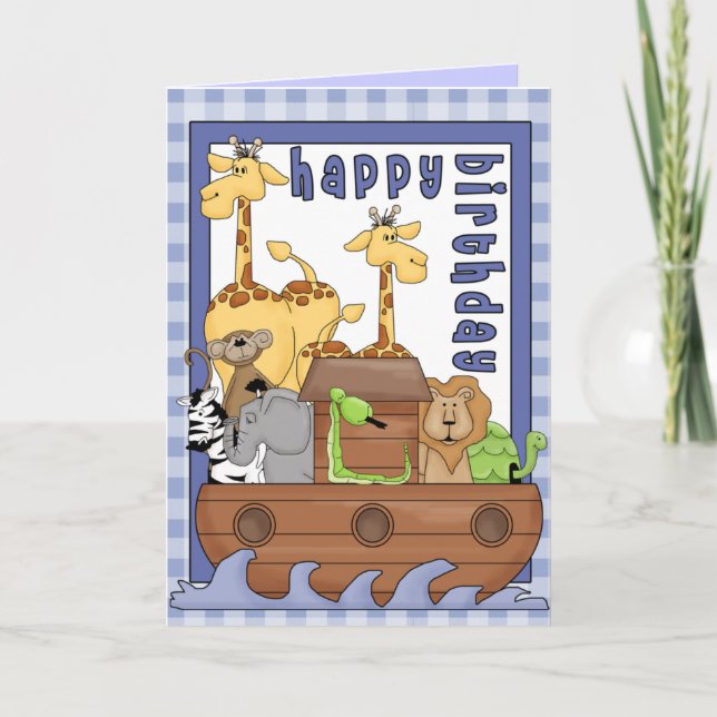 Noah's Ark Animals Garçon Bonne carte d'anniversai (Devant)