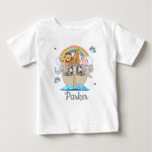 Noahs Ark Animals Rainbow Birthday Kinder Name Baby T-shirt