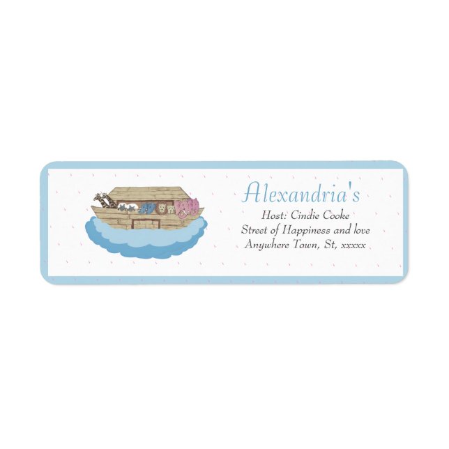 Noah's Ark Baby Blue Baby Baby Shower Einladung (Vorne)
