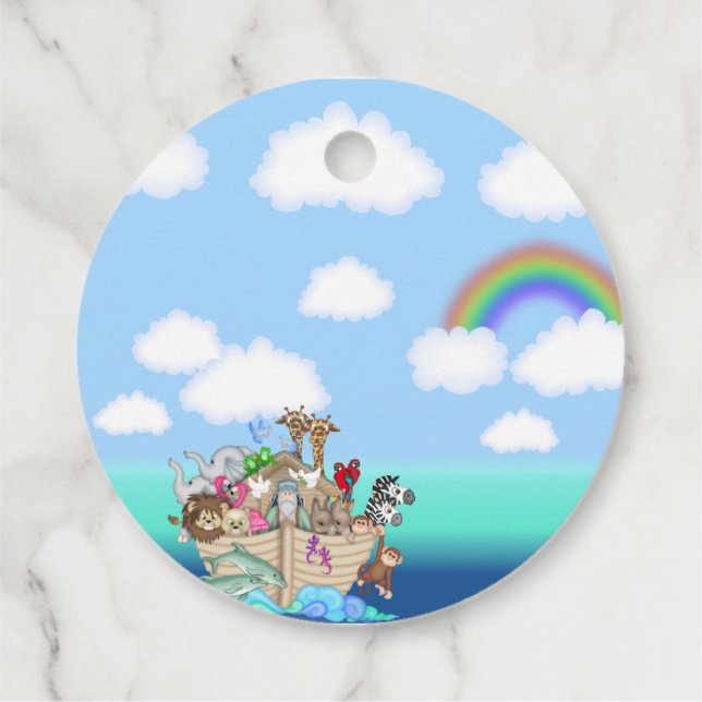 Noahs Ark Baby Duwer Gefallen Geschenkanhänger (Rückseite)