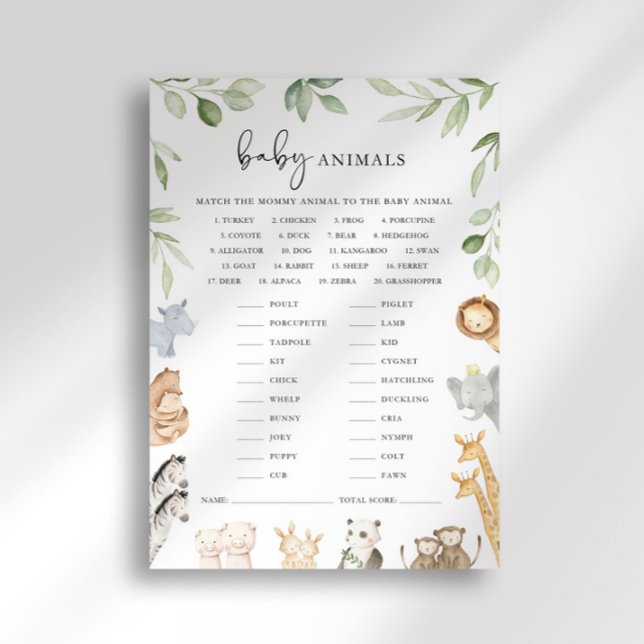 Noah's Ark Baby Shower Baby Animal Match Game Einladung (Von Creator hochgeladen)