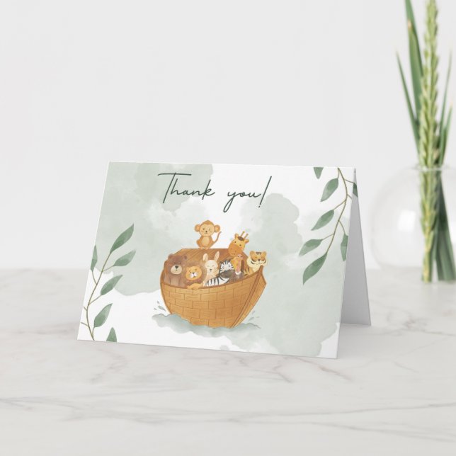 Noah's Ark Baby Shower Danke Karte (Vorderseite)