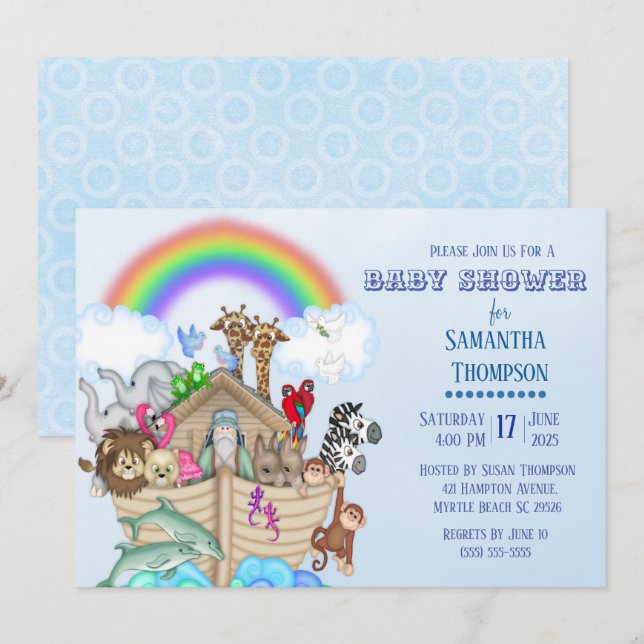 Noah's Ark Baby Shower Einladung (Vorne/Hinten)