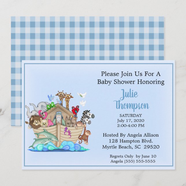 Noah's Ark Baby Shower Einladung (Vorne/Hinten)