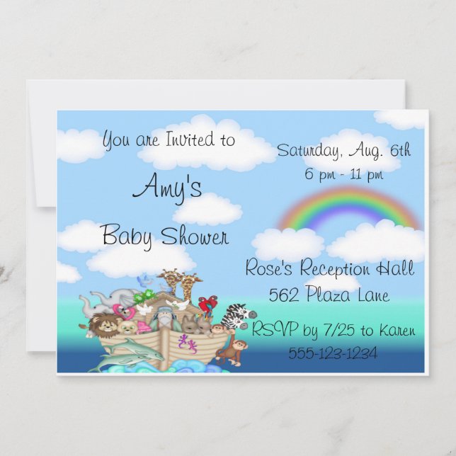 NOAH'S ARK Baby Shower Einladungen Ankündigung (Vorderseite)