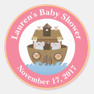 Noah's Ark Baby shower Favoriser Stickers Baby Gir