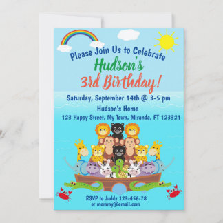 Noah's Ark Birthday Einladung